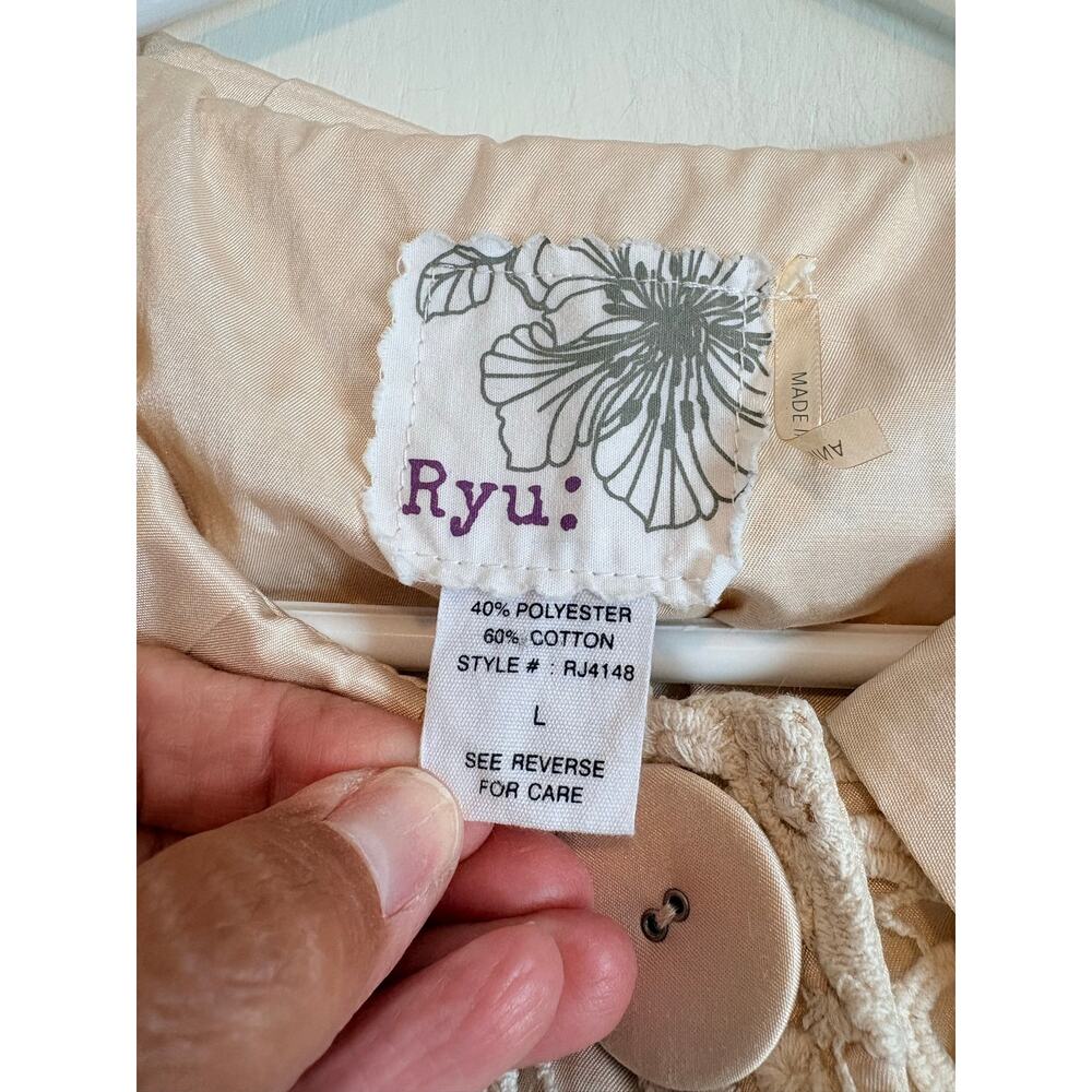 Anthropologie RYU Lace Jacket Cream Lined Collar Large Vintage Revival Romantic - Picture 7 of 8